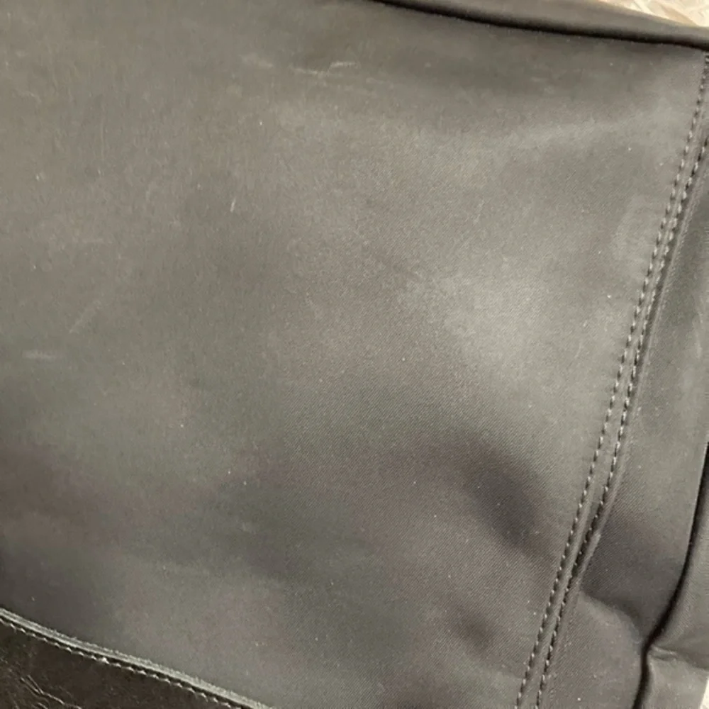 Longchamp unisex black nylon and leather side pack messenger bag